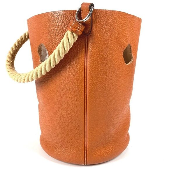 HERMES Shoulder bag Hand Bag Manjowar MM Taurillon Clemence Orange - Picture 8 of 15